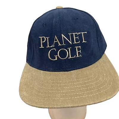 Vintage Planet Golf Hat Cap Strapback Blue Beige Space PGA Made In USA 90s • $15.69