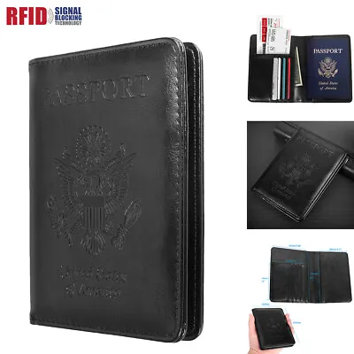 RFID Blocking Leather Travel Passport Holder ID Card Wallet Case Pouch Organizer • $10.99