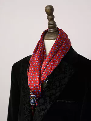 Men's 100 Silk Scarf Paisley Double Layer Long Neckerchief Flower Print Red • $17.84