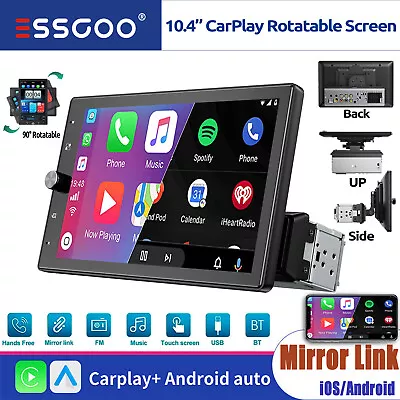 Single 1 DIN 10.4  Wireless Carplay Car Stereo Radio Rotatable Touch Screen AUX • $173.99