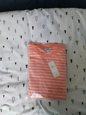 Unwanted Gift Set M&S Ladies Orange Stripe T-shirt Size 24 Brand New  • £9.99