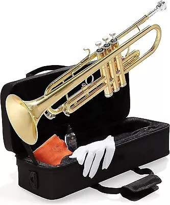 Mendini By Cecilio Bb Trumpet For Students W/Case Cloth Oil Gloves • $74.39