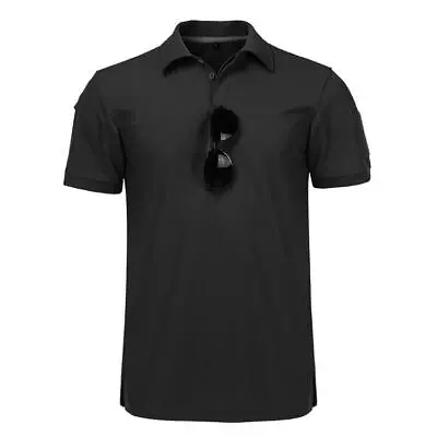 Men's Tactical Polo T-Shirt Combat Short Sleeve Quick Dry Team Work Casual Shirt • $15.19