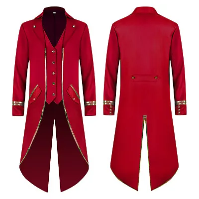 Men Steampunk Tailcoat Jacket Gothic Victorian Coat Medieval Fancy Halloween • $44.09