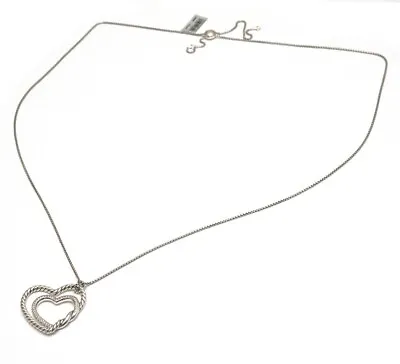 New DAVID YURMAN Silver Continuance Heart Necklace With Diamonds Adjustable 37  • $1050