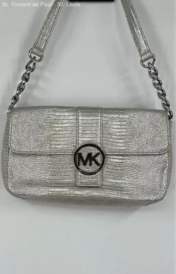 Michael Kors Sliver Metallic Shoulder Bag Purse - Size Small-2 Pockets-Chain • $10.83