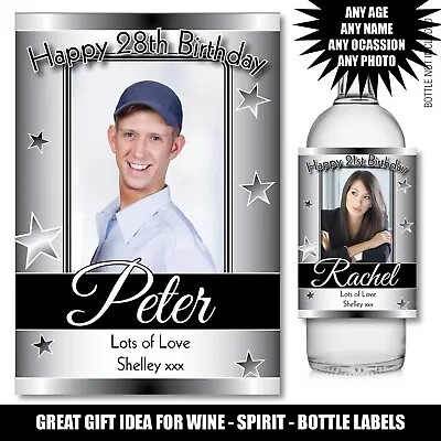 £3.29 • Buy Personalised Wine Gin Vodka Bottle PHOTO Label 40th 50th 60th Birthday Gift 165