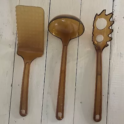 Vintage Ultratemp Robinson Knife Co. Amber Ladle Pasta Fork Spatula Lot Of 3 USA • $18