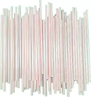 250 Count Plastic Drinking Straws - 7.75 Inch - White With Red Stripes • $13.74