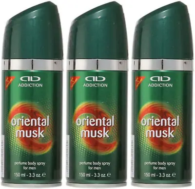 Addiction Deodorant Bodyspray Oriental Musk 150ml X 3 • £8.15