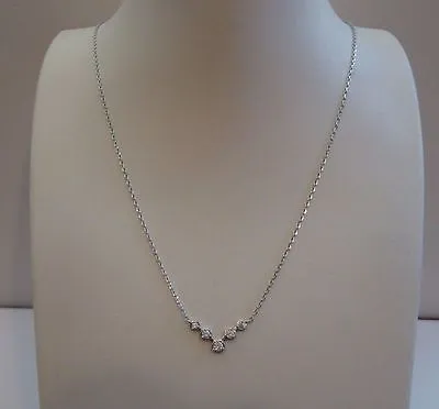 925 Sterling Silver V - Shape Necklace Pendant W/ .40 Ct Lab Diamond/ 18'' Long • $15
