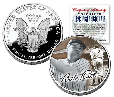 BABE RUTH American Silver Eagle Dollar 1 Oz U.S. Colorized Coin Yankees • $89.95