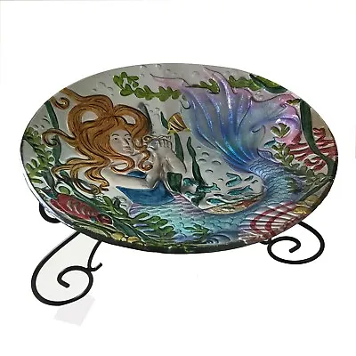Gorgeous Decorative Mermaid Oceanlife Fused Glass Bowl / Bird Bath  / Fruit Bowl • $75
