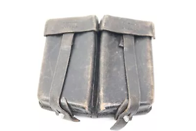 WWII ( WW2) Style 1958 Black Leather Ammo Pouch Berlin  2 Pouch K98 • $19.95