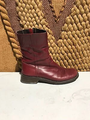 Donald J Pliner Vera Gomma Red Burgundy Leather Boots Made In Italy Size M  7.5 • $89.99