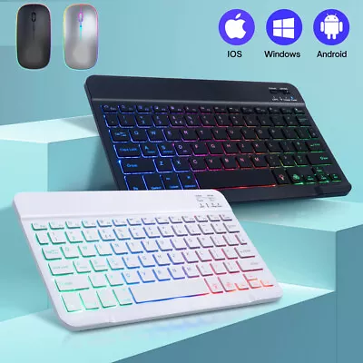 For Samsung Galaxy Tab A9+ A8 S6 Lite S7 S8 S9 FEBacklit Keyboard Mouse Tablet • $17.35