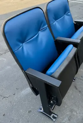Lot Of 50 Used MOVIE THEATER SEATING Home Theater Seats Chairs Blue Leather Et • $7449