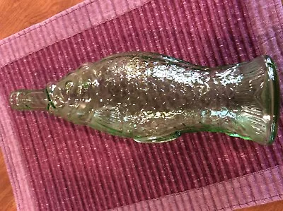 Vintage Green Glass Fish Wine Bottle • $16