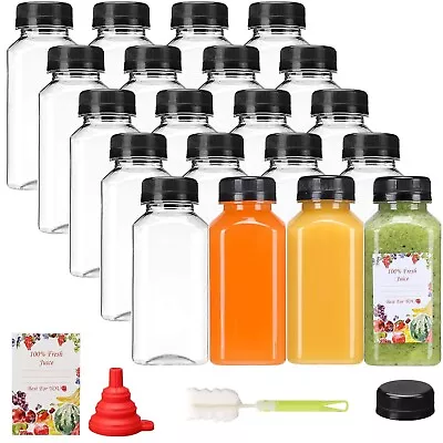 20Pcs 8Oz Empty Plastic Juice Bottles Lids Reusable Clear Containers Tamper • $22.99