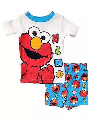 Sesame Street Infant Boys Blue & White Elmo Sesame Street Pajamas 9m • $16.99