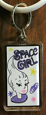 Space Girl Key Chain / Keyring - NOS (purple White Yellow Stars) • $7.72