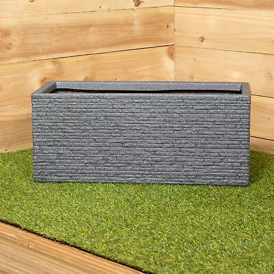 25cm Plastic Ash Grey Slate Effect Garden Patio Trough • £23.25