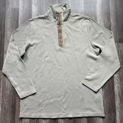 Hugo Boss Sweater Men's 2XL XXL Beige Quarter Zip Stretch Pullover Sweatshirt • $30