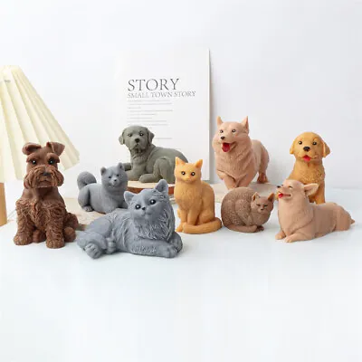 £5.59 • Buy Cat Dog Silicone Candle Mold 3D Statue Animal Handmade Soap Resin Fondant Mould