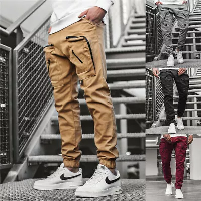 Man's Casual Joggers Pants Sweatpants Cargo Combat Sports Trousers • $19.99