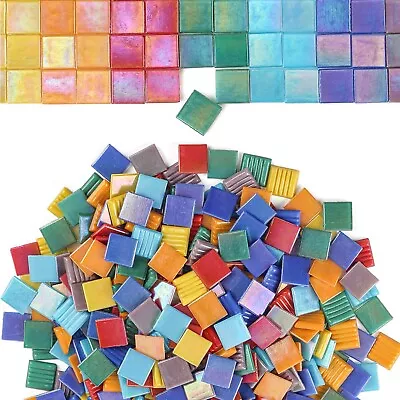 Vitreous Glass Mosaic Tiles For Crafts Bulk 2.2lb Iridescent Mosaic Glass Pi... • $39.36