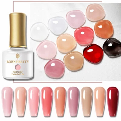 £3.35 • Buy BORN PRETTY Jelly Pink Gel Nail Polish Semi-transparent Nail Varnish Soak Off