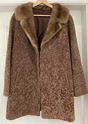 Mink Lambskin Ladies Coat Shearling Lambswool Large Fur Lamb Skin Vintage • £84