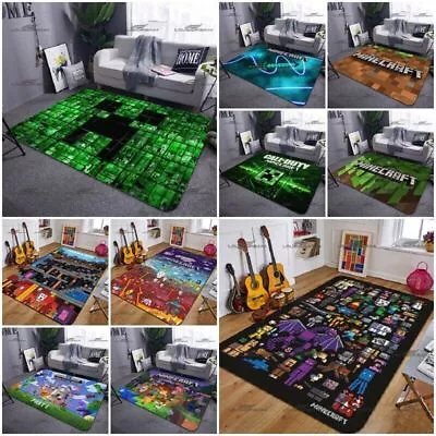 3D Minecraft Creeper Floor Rug Bedroom Living Room Carpets Anti-Slip Mat Doormat • £6.98