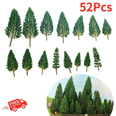 52Pcs Model Pine Trees 1:50 1:220 Green For O N HO TT Z Scale Railway Layout • $14.65