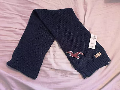 NEW Hollister Mens Muted Blue Knitted Scarf One Size BNWT RRP £25 • £11.99