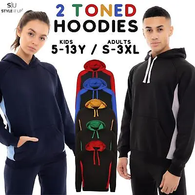 Adults Kids Mens Ladies Unisex Team Hoodie 2 Toned Pullover Hooded Sweatshirt  • £8.99