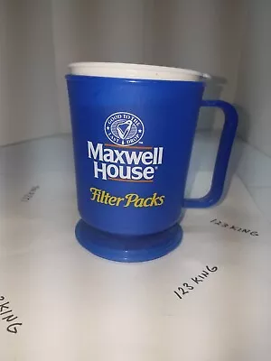 Vintage Maxwell House Coffee Filter Packs Plastic Travel Coffee Mug W/Lid • $9.50