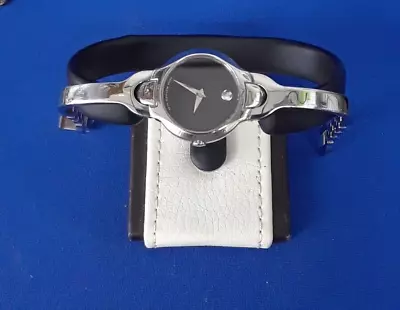 Movado Kara Watch Women Ladies Silver Tone Black Dial Swiss Made 81 A1 1846 • $114.99