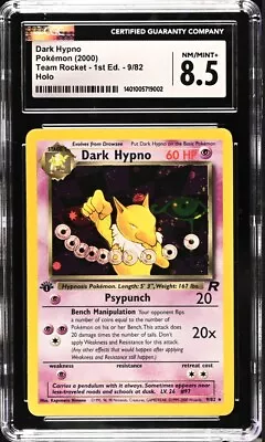 2000 Pokémon Team Rocket 1st Edition Dark Hypno Holo Rare 9/82 CGC 8.5 NM/MINT+ • $25