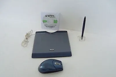 Wacom Graphire 3 Silver Tablet Digitizer W/Mouse Pen 4x5 Adobe Corel USB CTE-430 • $65