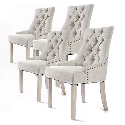 4X French Provincial Dining Chair Oak Leg AMOUR CREAM • $566