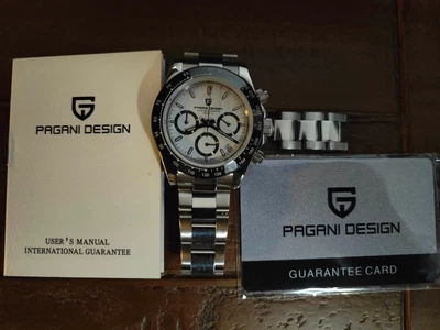 $85 • Buy Pagani Design Daytona Homage Chronograph Quartz Watch White Panda Dial