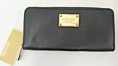 Michael Kors Jet Set Travel Za Continental Leather Wallet Color: Black NWT • $74.99