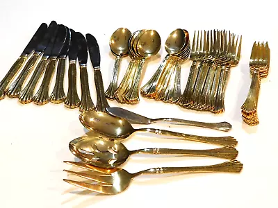 Cambridge Gold Electroplate 44 Piece Flatware Set Service For 8 Dinnerware • $65