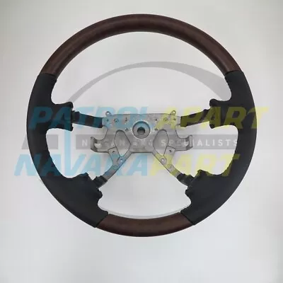 Black Leather Woodgrain Steering Wheel For Nissan Patrol GU Y61 Series 4 On (337 • $395