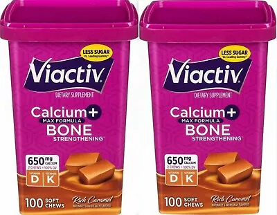 Viactiv Calcium Plus D Chews CARAMEL 100ct  ( 2 Pack ) NEW LOOK ~ • $34.95