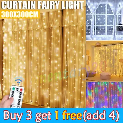 £5.39 • Buy 300 LED Curtain Fairy Lights String Indoor/Outdoor Wedding Party Wall Decor-UK