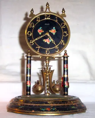 Vintage Black Forest Kundo 400 Day Clock  Old Black Brass Flowers 10.5  Tall • $59.01