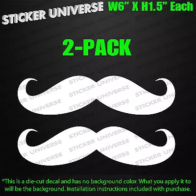 2-PK MUSTACHE Funny JDM Car Window Decal Sticker Meme Wax Beard Handlebars 0255 • $3.99