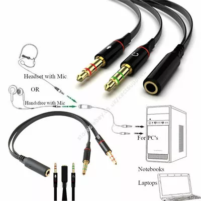 £3.29 • Buy 3.5mm AUX Headphone Mic Coupler Adapter 1Female 2Male Audio Microphone Splitter